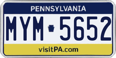 PA license plate MYM5652