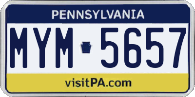 PA license plate MYM5657