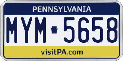 PA license plate MYM5658