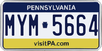 PA license plate MYM5664