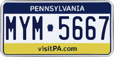 PA license plate MYM5667