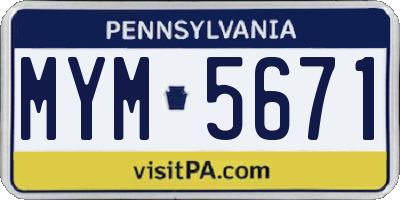 PA license plate MYM5671