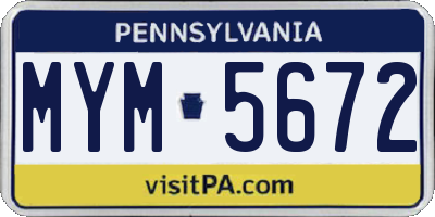 PA license plate MYM5672