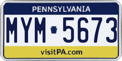 PA license plate MYM5673