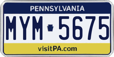 PA license plate MYM5675