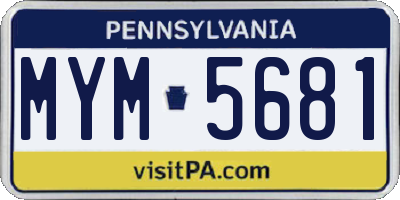 PA license plate MYM5681