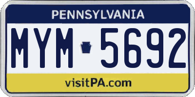 PA license plate MYM5692