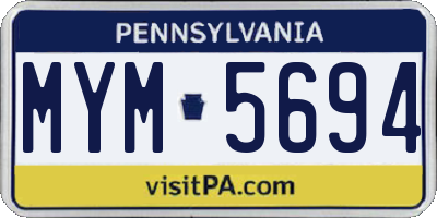 PA license plate MYM5694
