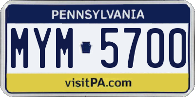 PA license plate MYM5700