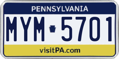 PA license plate MYM5701