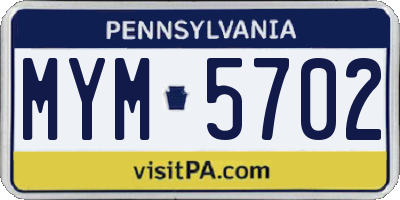 PA license plate MYM5702