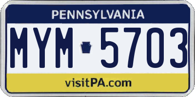 PA license plate MYM5703