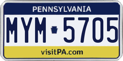 PA license plate MYM5705