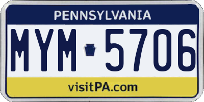 PA license plate MYM5706