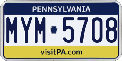 PA license plate MYM5708