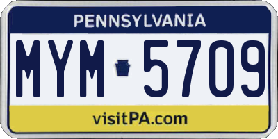PA license plate MYM5709