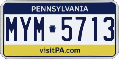 PA license plate MYM5713