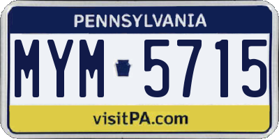 PA license plate MYM5715