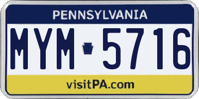 PA license plate MYM5716