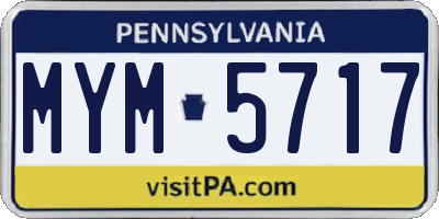 PA license plate MYM5717