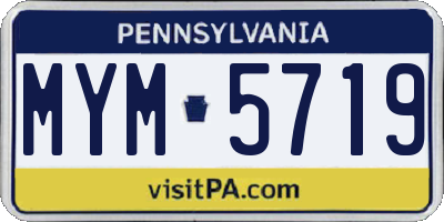 PA license plate MYM5719