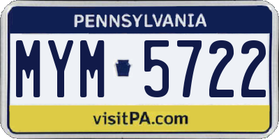 PA license plate MYM5722