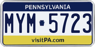 PA license plate MYM5723