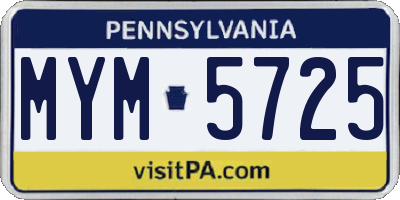 PA license plate MYM5725