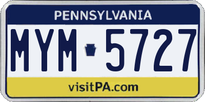 PA license plate MYM5727