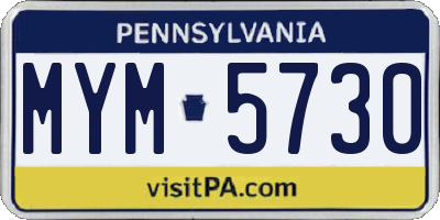 PA license plate MYM5730