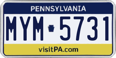 PA license plate MYM5731