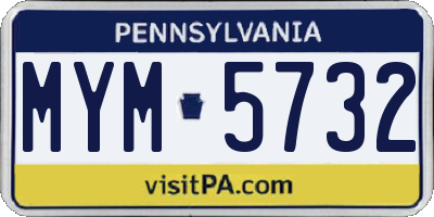 PA license plate MYM5732
