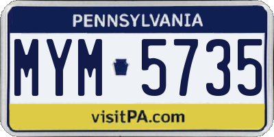 PA license plate MYM5735