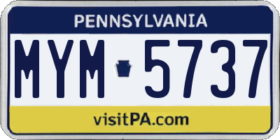 PA license plate MYM5737