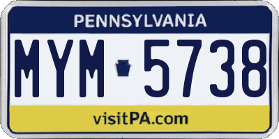 PA license plate MYM5738