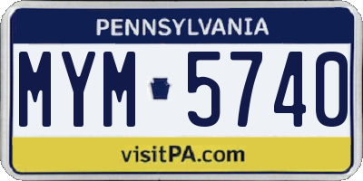 PA license plate MYM5740