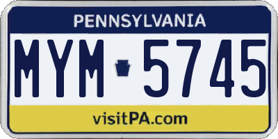 PA license plate MYM5745