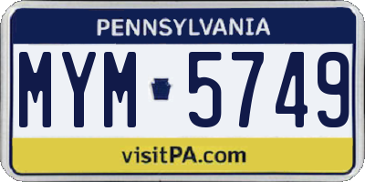PA license plate MYM5749