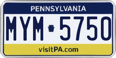 PA license plate MYM5750