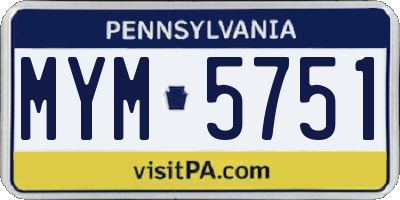 PA license plate MYM5751