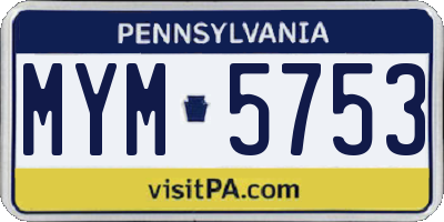 PA license plate MYM5753