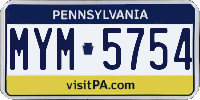 PA license plate MYM5754
