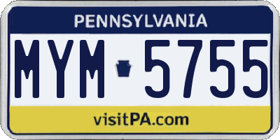 PA license plate MYM5755