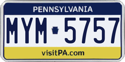 PA license plate MYM5757