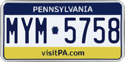 PA license plate MYM5758