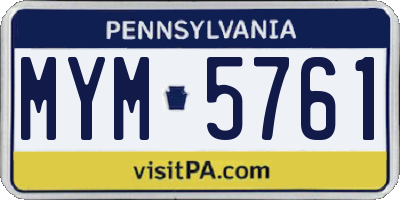 PA license plate MYM5761