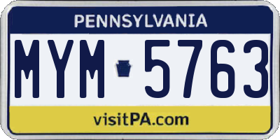 PA license plate MYM5763