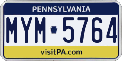 PA license plate MYM5764