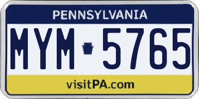 PA license plate MYM5765