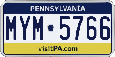PA license plate MYM5766